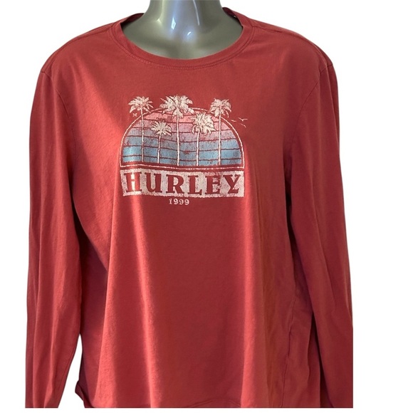 Hurley Tops - Hurley Red Graphic Long Sleeve Shirt size L
